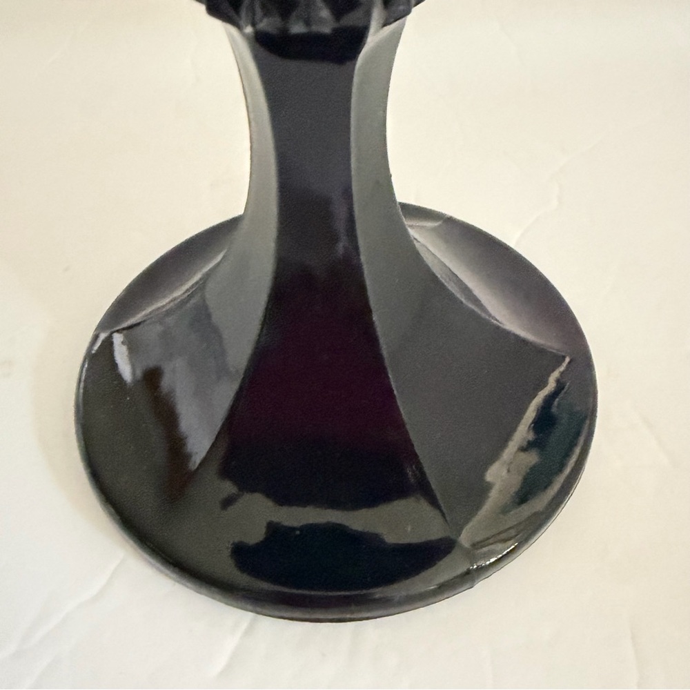 VTG Black Indiana Glass Diamond Point Covered Jar 15,5” - Picture 6 of 16